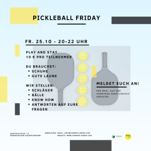 Pickleball Friday in der hammos arena – Freitag, 25.10 von 20-22 Uhr!